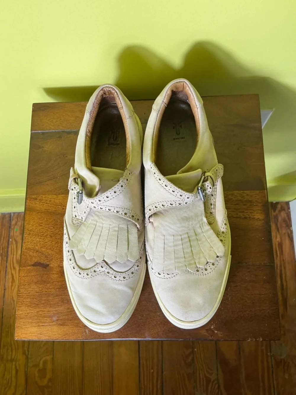 Frye Gemma Fringe Kiltie Buckle Suede Sneakers Grey